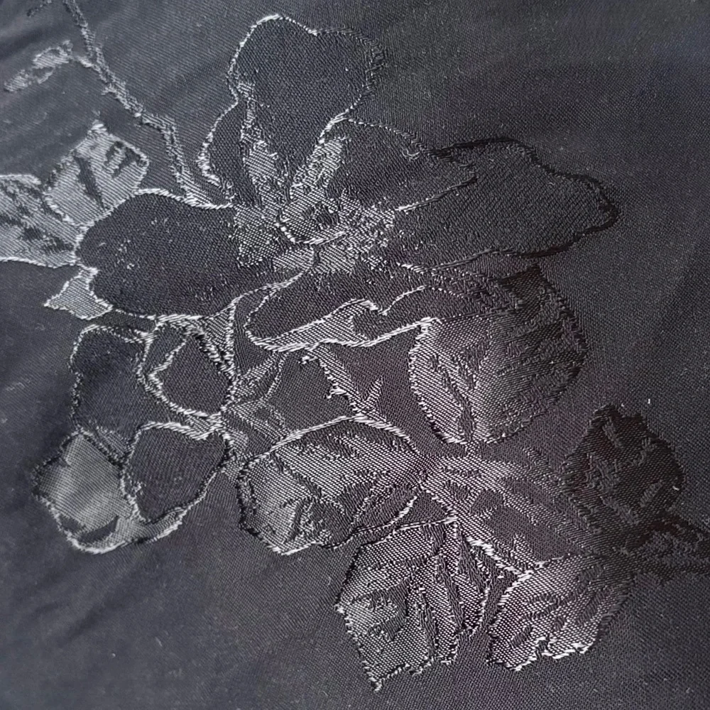 ROUJE PARIS Nancia Floral Jacquard Silk Satin Black Mini Dress Frog Knot Detail - Picture 14 of 16